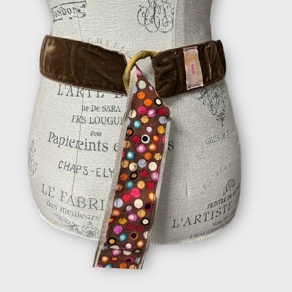 Anthropologie Wink Belt, Velvet and Polkadot Ribbon Reversible Belt, Small
